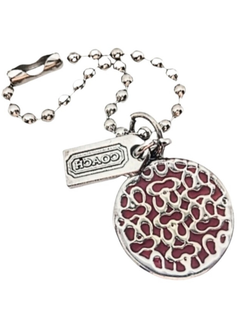 🥰 Y2K Coach Legacy Mini Red Enamel Metal Hangtag Bag Fob Purse Charms Keychain